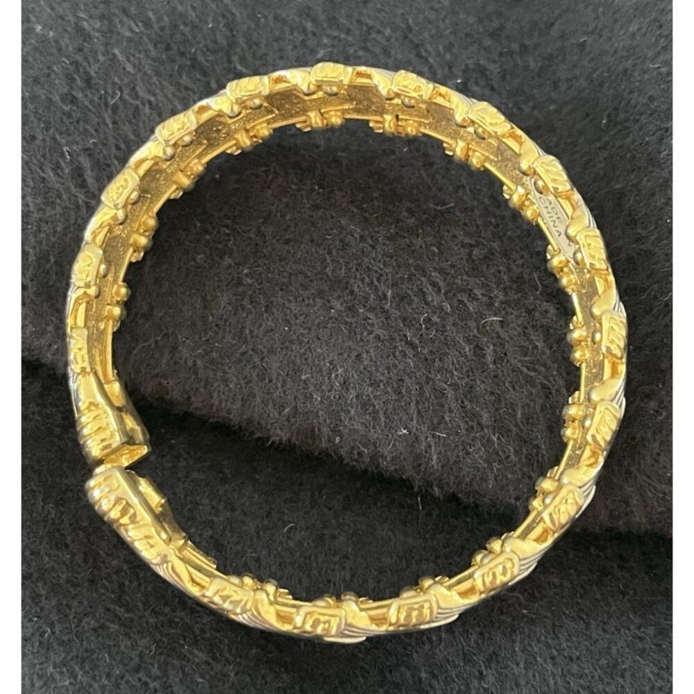 Vtg 90s basketweave braided bracelet cuff bangle gold silver New adjustable - Picture 8 of 13